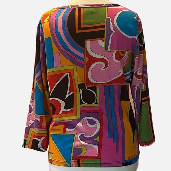 0152 Norm Thompson Color Block Long Sleeve Shirt Top Size XL New - Picture 3 of 6